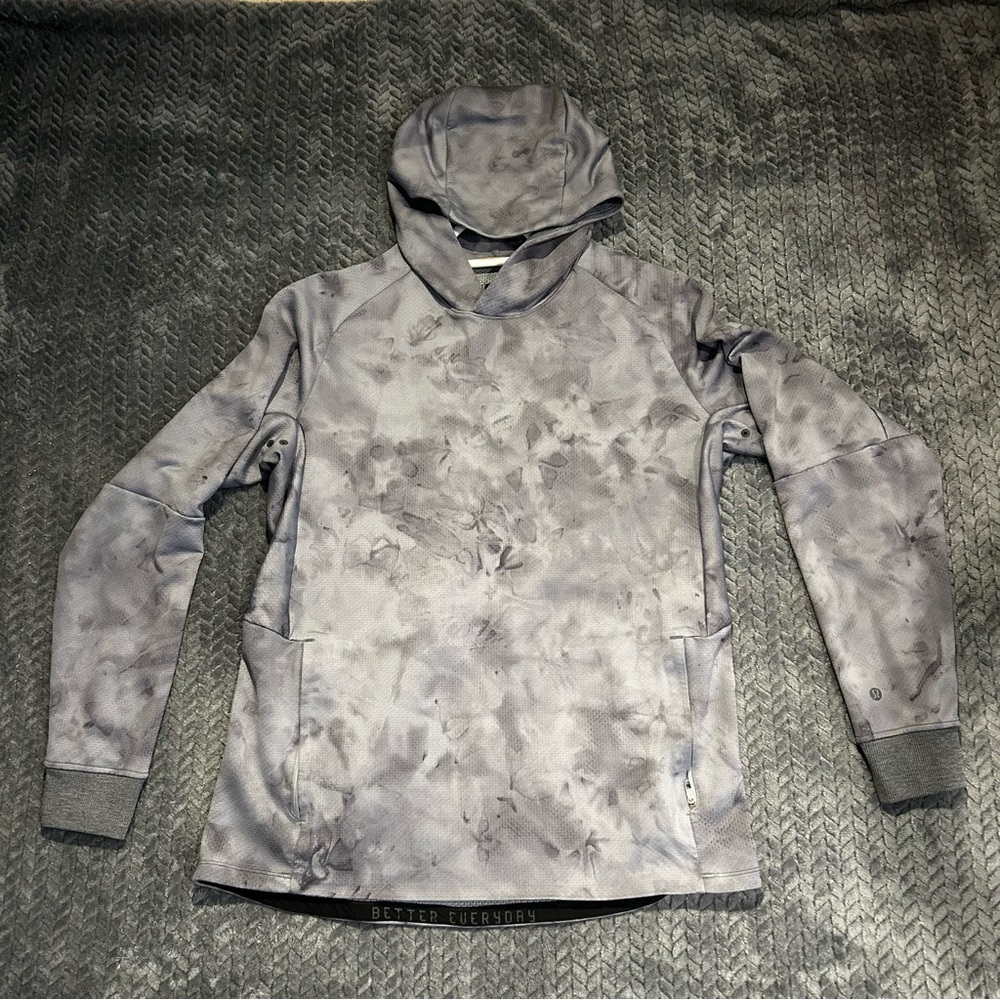 Lululemon Men’s Textured Tech Hoodie In Diamond Dye Rhino Grey Anchor Size L